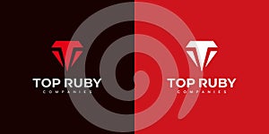 Modern and elegant T ruby logo design